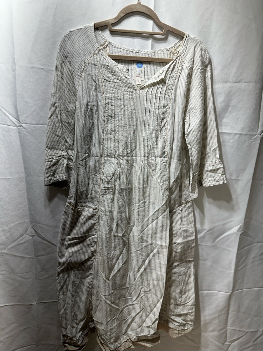 Light Cream Striped Women’s Swim Cover-Up Dress